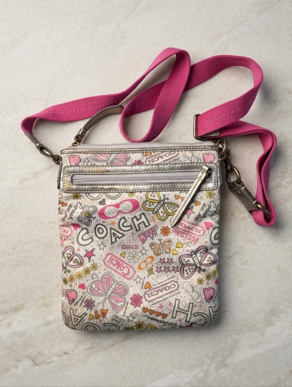 Coach Butterfly Print Pink Crossbody Bag